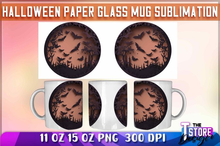 Halloween Paper Glass Mug Sublimation | 11 oz 15 oz Mug v.1
