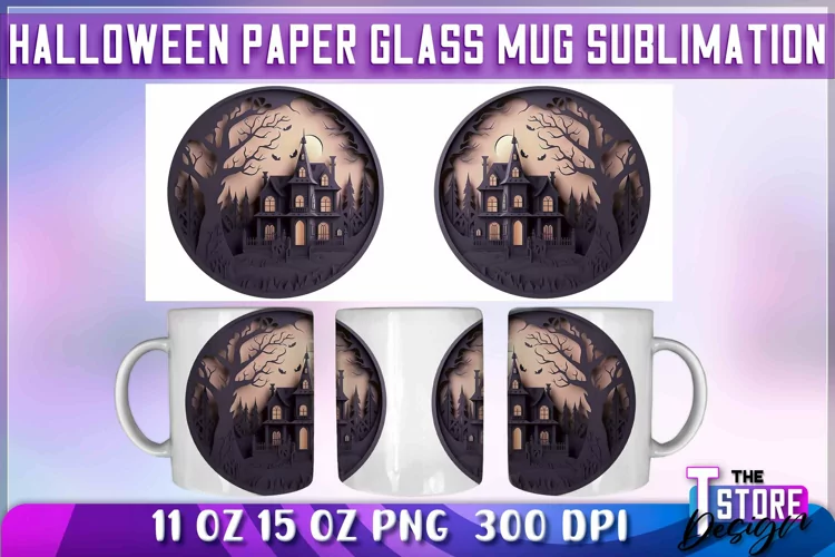 Halloween Paper Glass Mug Sublimation | 11 oz 15 oz Mug v.2