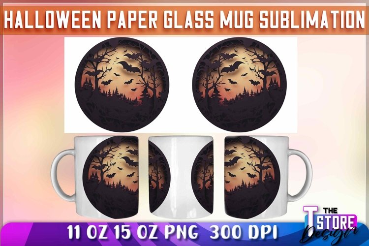 Halloween Paper Glass Mug Sublimation | 11 oz 15 oz Mug v.1