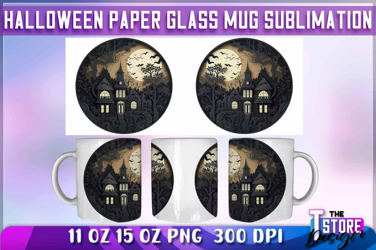 Halloween Paper Glass Mug Sublimation | 11 oz 15 oz Mug v.2