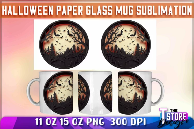 Halloween Paper Glass Mug Sublimation | 11 oz 15 oz Mug v.1