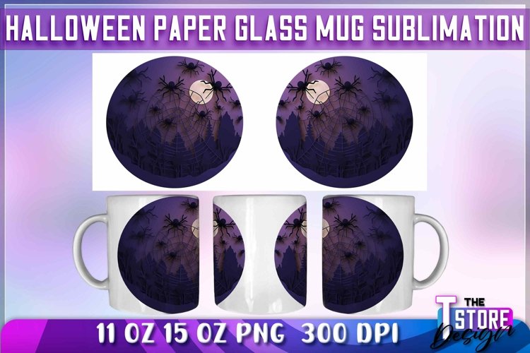 Halloween Paper Glass Mug Sublimation | 11 oz 15 oz Mug v.2 example image 1