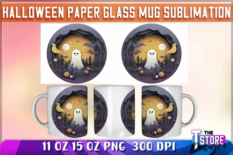 Halloween Paper Glass Mug Sublimation | 11 oz 15 oz Mug v.1