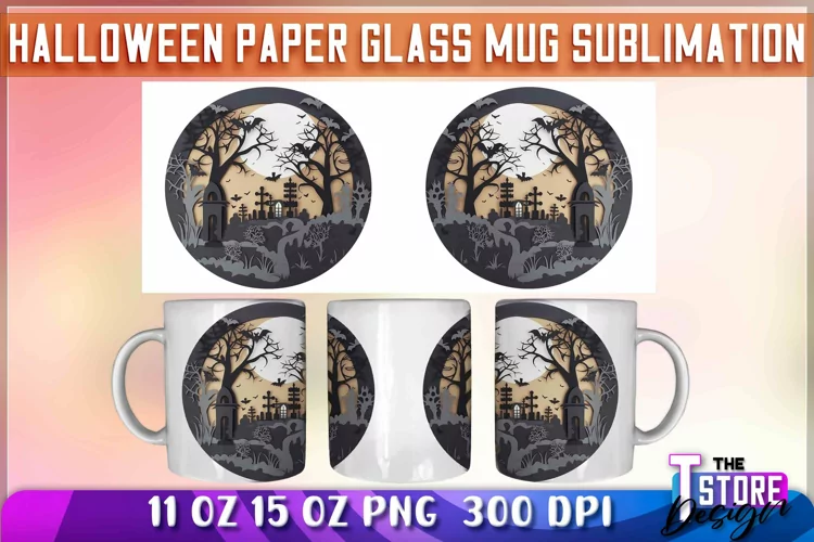 Halloween Paper Glass Mug Sublimation | 11 oz 15 oz Mug v.1