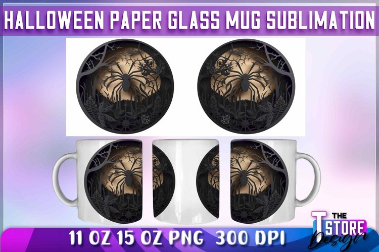 Halloween Paper Glass Mug Sublimation | 11 oz 15 oz Mug v.2 example image 1