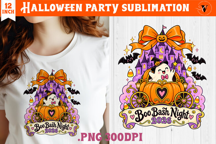 Halloween Party sublimation | Spooky Cute Ghost Pumpkin example image 1