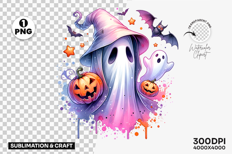 Halloween Pastel Ghost Pumpkin Stars Clipart Sublimation De