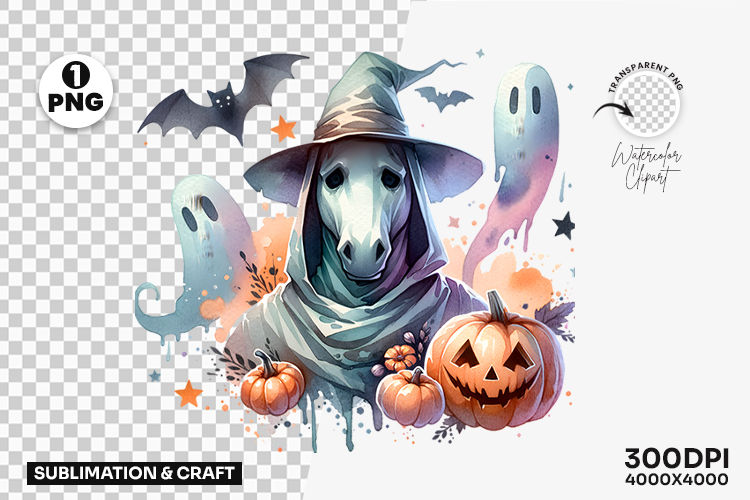 Halloween Pastel Witch Girl Ghost Pumpkin Clipart Design PNG