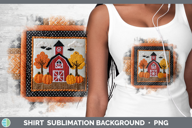Barn Halloween Patchwork Shirt Sublimation Design