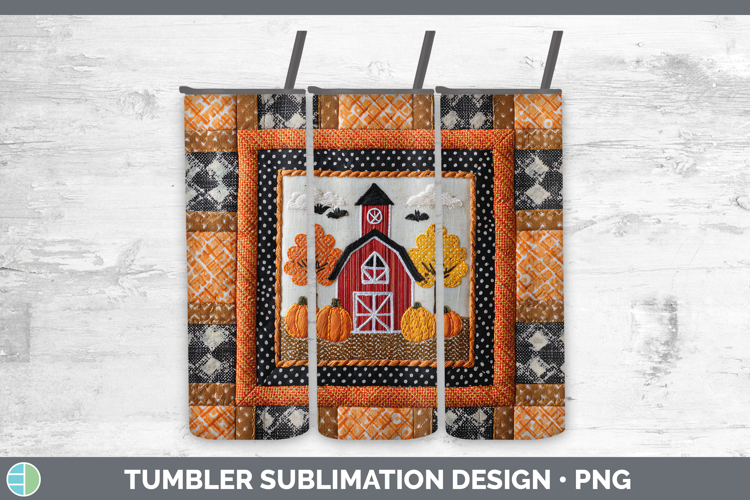 Barn Halloween Patchwork Tumbler Sublimation Design