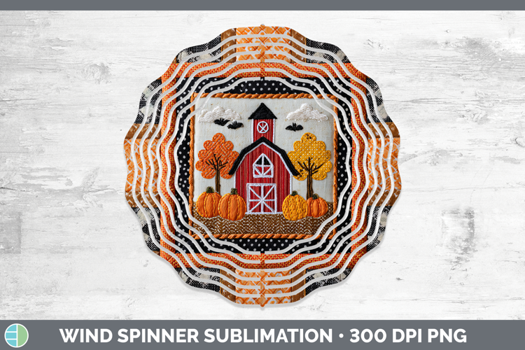 Barn Halloween Patchwork Wind Spinner Sublimation Design