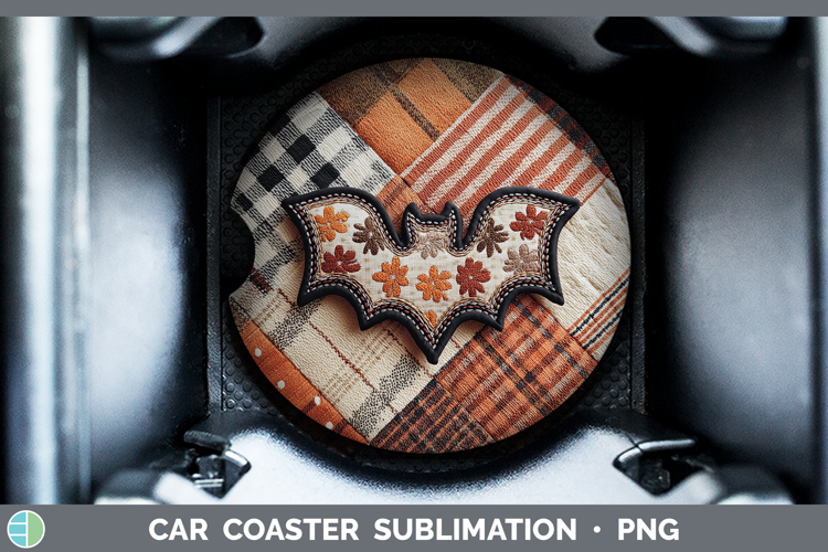 Bats Halloween Patchwork Car Coaster Sublimation Design