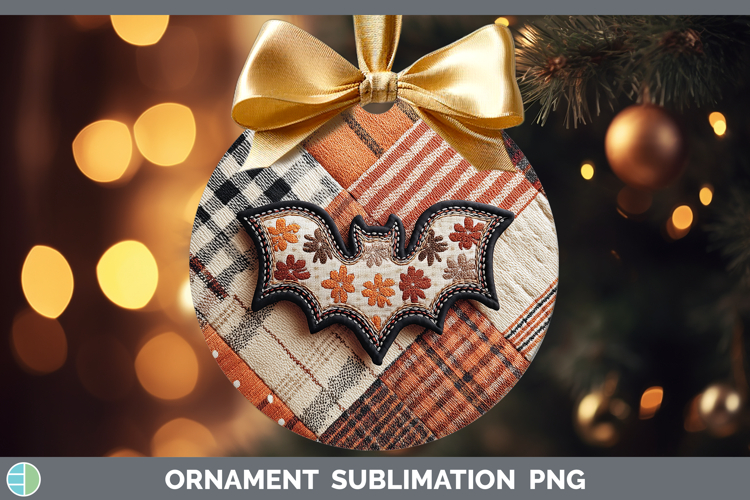Bats Halloween Patchwork Ornament Sublimation Design