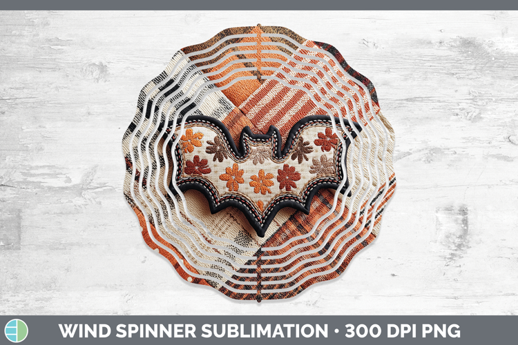 Bats Halloween Patchwork Wind Spinner Sublimation Design