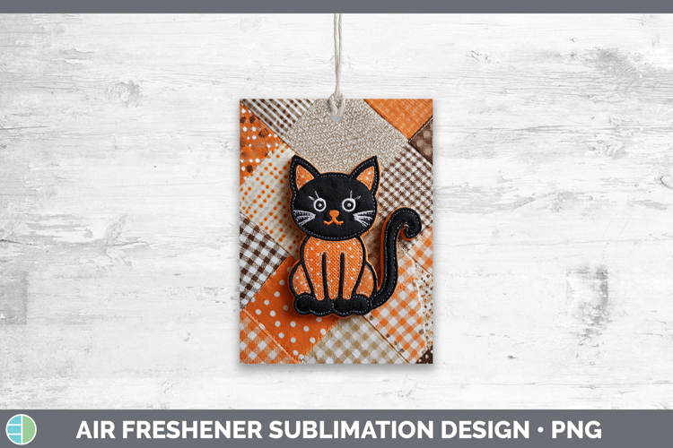 Black Cat Halloween Patchwork Air Freshener Sublimation Desi