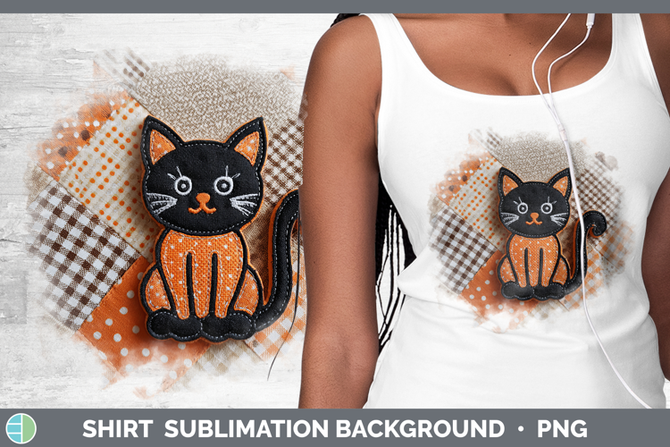 Black Cat Halloween Patchwork Shirt Sublimation Design