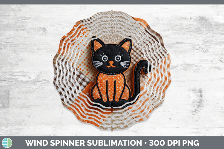 Black Cat Halloween Patchwork Wind Spinner Sublimation Desig