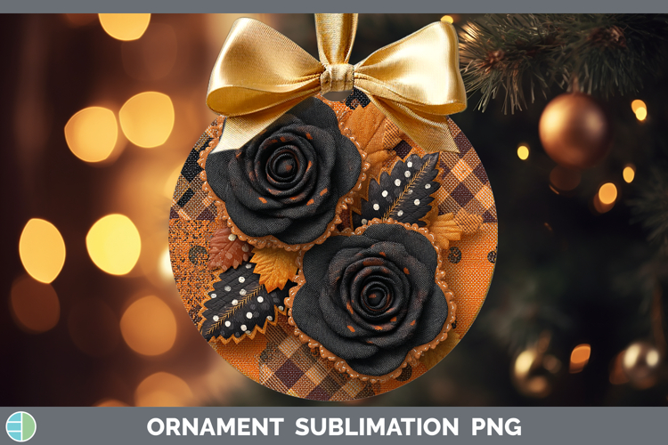 Black Roses Halloween Patchwork Ornament Sublimation Design