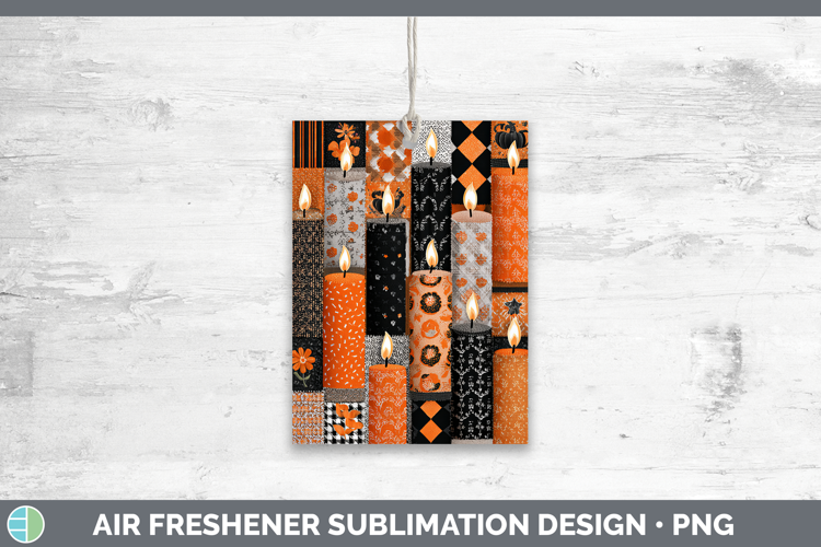 Candle Halloween Patchwork Air Freshener Sublimation Design