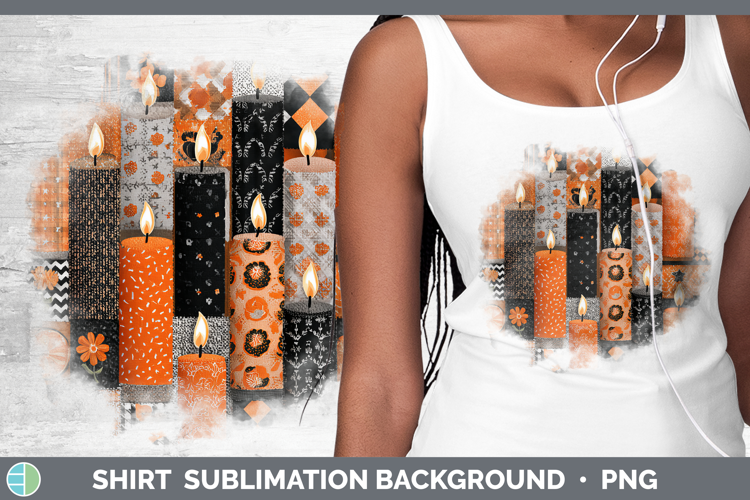 Candle Halloween Patchwork Shirt Sublimation Design