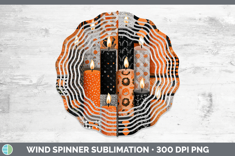 Candle Halloween Patchwork Wind Spinner Sublimation Design