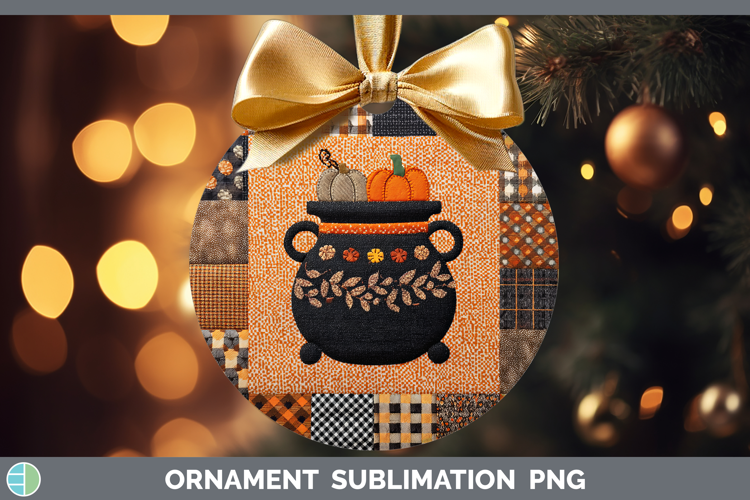 Cauldron Halloween Patchwork Ornament Sublimation Design