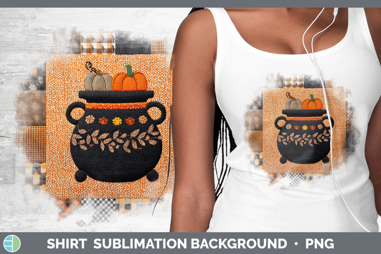 Cauldron Halloween Patchwork Shirt Sublimation Design