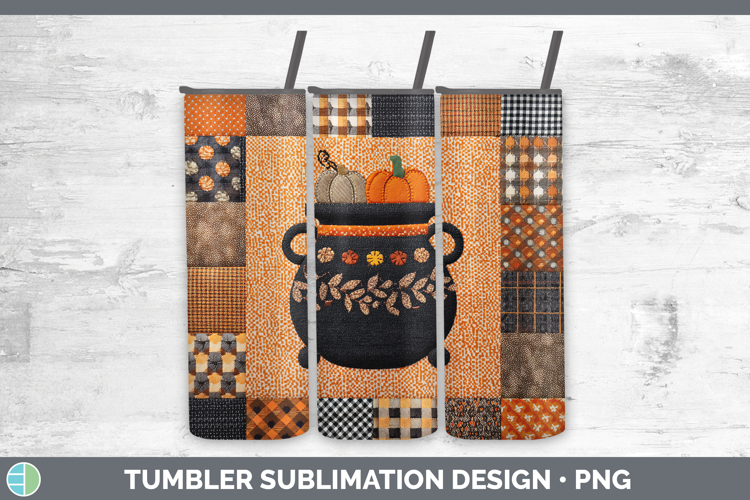 Cauldron Halloween Patchwork Tumbler Sublimation Design