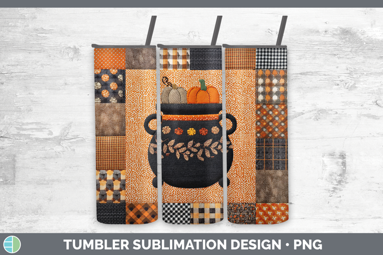 Cauldron Halloween Patchwork Tumbler Sublimation Design