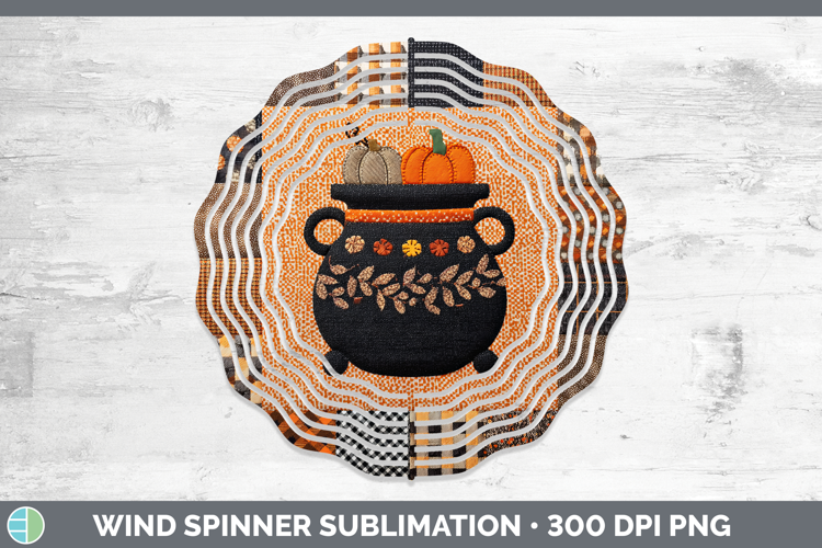 Cauldron Halloween Patchwork Wind Spinner Sublimation Design