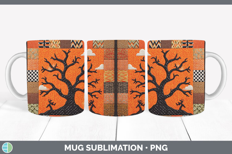 GorgeousHalloween Patchwork Mug Wrap design.