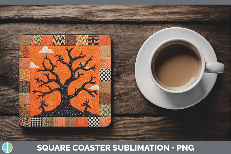 Dead Trees Halloween Patchwork Square Coaster Sublimation De