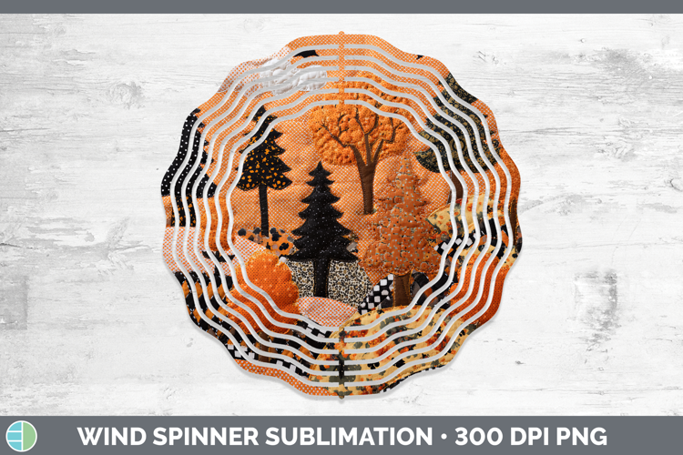 Forest Halloween Patchwork Wind Spinner Sublimation Design