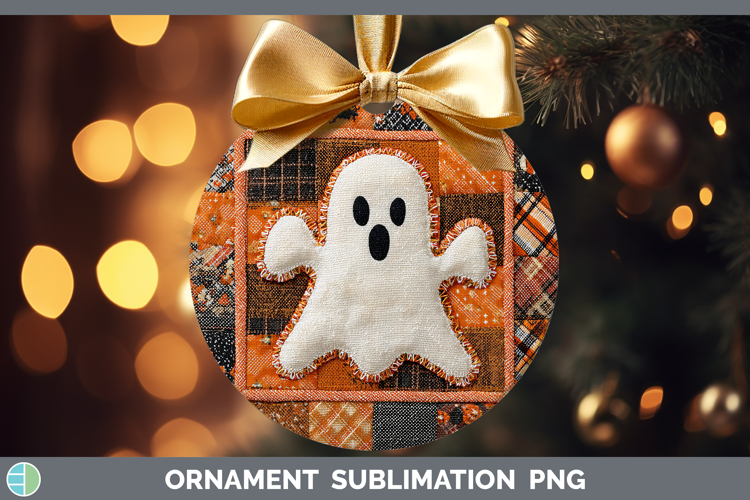 Ghost Halloween Patchwork Ornament Sublimation Design