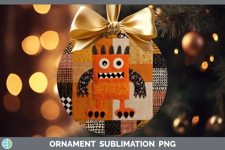 Monster Halloween Patchwork Ornament Sublimation Design