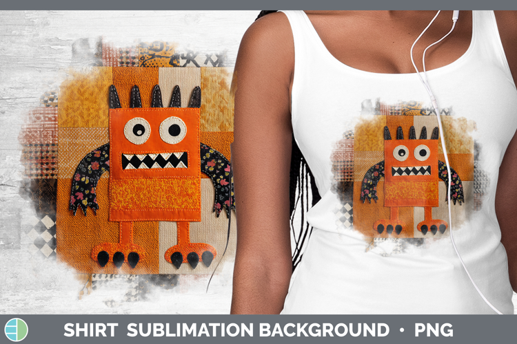 Monster Halloween Patchwork Shirt Sublimation Design