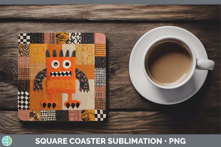 Monster Halloween Patchwork Square Coaster Sublimation Desig