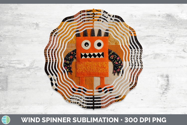 Monster Halloween Patchwork Wind Spinner Sublimation Design