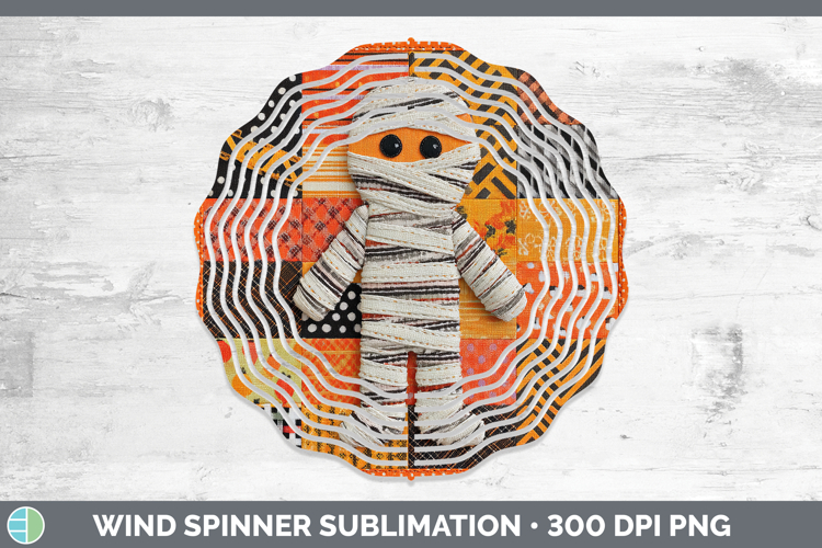 Mummy Halloween Patchwork Wind Spinner Sublimation Design
