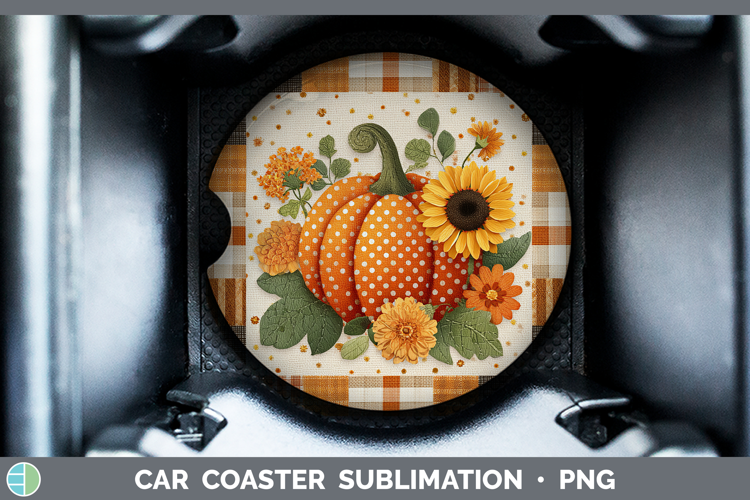Pumpkin Halloween Patchwork Car Coaster Sublimation Design