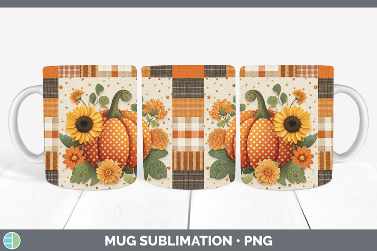 Pumpkin Halloween Patchwork Mug Wrap Sublimation Design