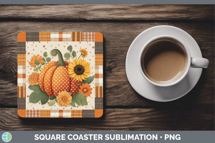 Pumpkin Halloween Patchwork Square Coaster Sublimation Desig