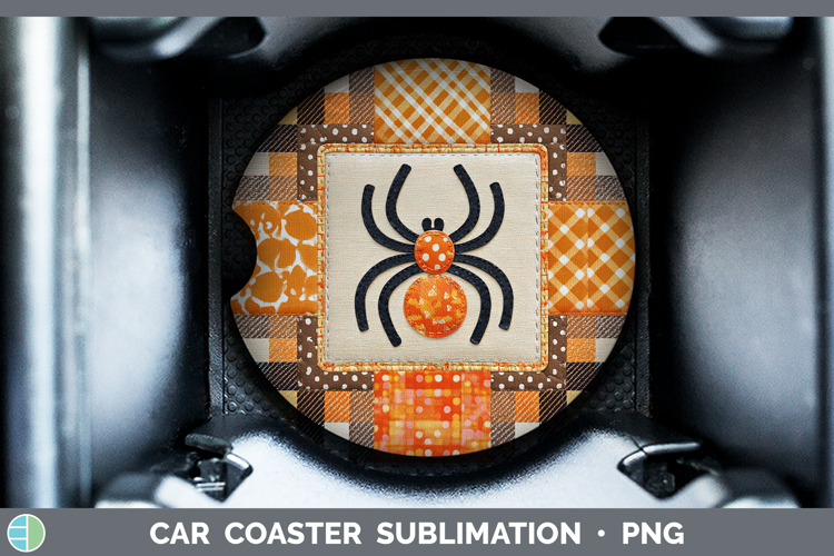 Spider Halloween Patchwork Car Coaster Sublimation Design