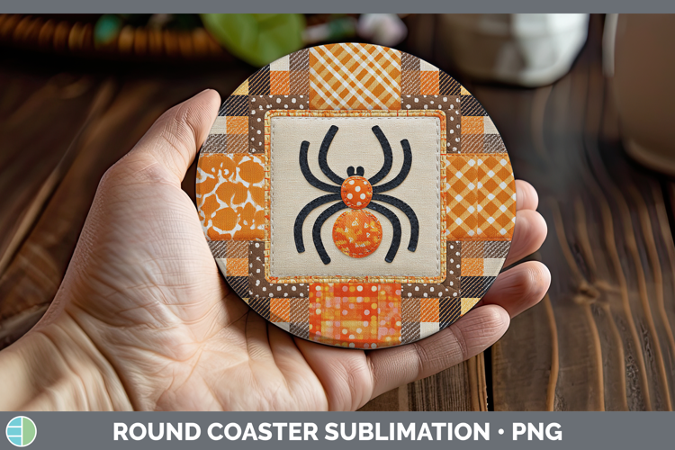 Spider Halloween Patchwork Round Coaster Sublimation Design