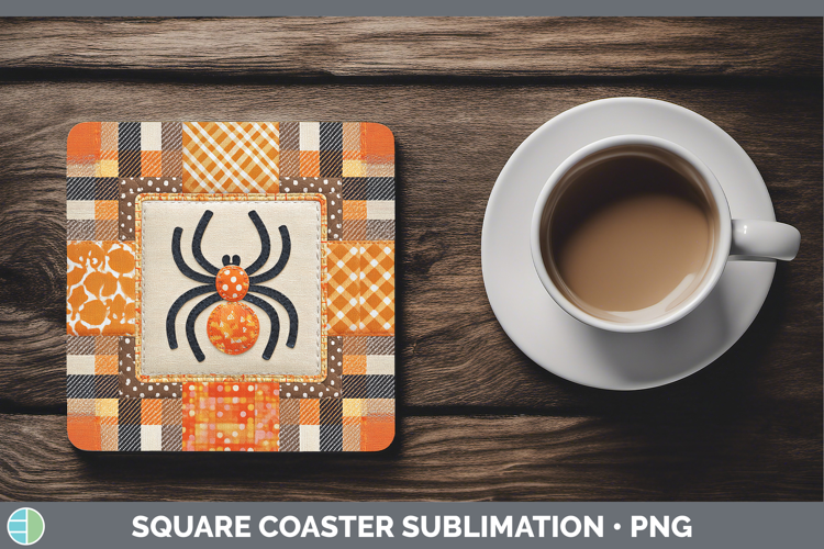 Spider Halloween Patchwork Square Coaster Sublimation Design