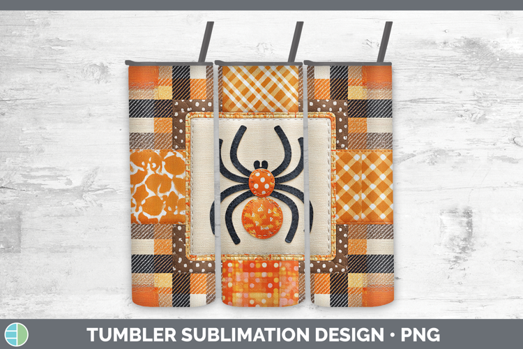Spider Halloween Patchwork Tumbler Sublimation Design
