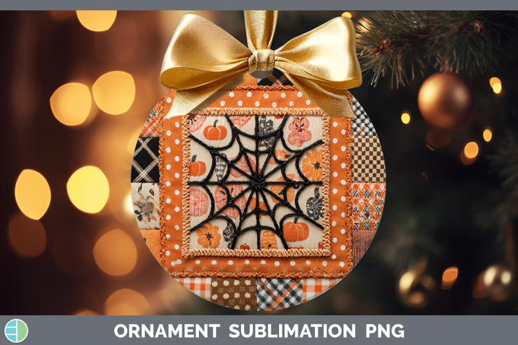 Spiderweb Halloween Patchwork Ornament Sublimation Design