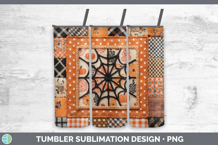 Spiderweb Halloween Patchwork Tumbler Sublimation Design
