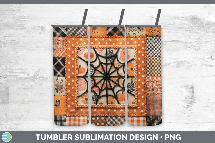 Spiderweb Halloween Patchwork Tumbler Sublimation Design