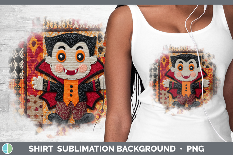 Vampire Halloween Patchwork Shirt Sublimation Design